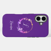 Elegante monogram initiaal aangepaste naam paarse  Case-Mate iPhone case (Achterkant (horizontaal))