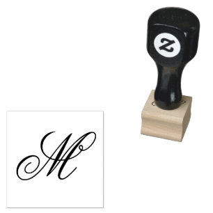 Elegante Monogram Initiaal Houten Kunst Rubberstempel