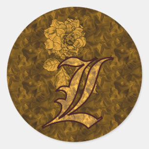 Elegante Monogram Initiaal L Gouden Pioen Bloem Ronde Sticker