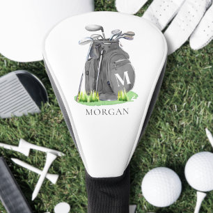 Elegante Monogram Initiaal Naam Gepersonaliseerd Golfheadcover