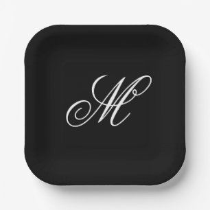 Elegante Monogram Initiaal Papieren Bordje
