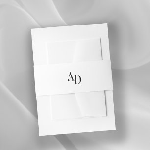Elegante monogram initiaal zwarte en witte trouwda uitnodigingen wikkel