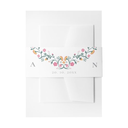 Elegante Monogram Initialen Bloemenbruiloft Uitnodigingen Wikkel (Voorkant Voorbeeld)