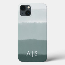 Elegante monogram Initialen gekalkte sparren ombre iPhone 13 Hoesje