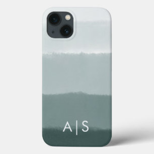 Elegante monogram Initialen gekalkte sparren ombre iPhone 13 Hoesje