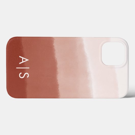 Elegante monogram Initialen koperen roest ombre Case-Mate iPhone Case (Achterkant (horizontaal))
