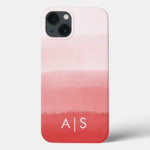 Elegante monogram Initialen vervaagd koraal rood o iPhone 13 Hoesje