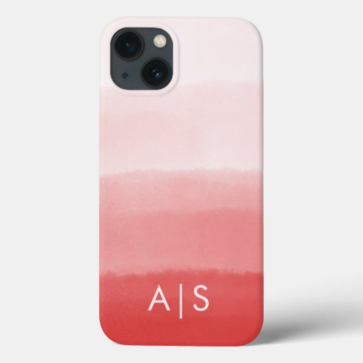Elegante monogram Initialen vervaagd koraal rood o Case-Mate iPhone Case (Achterkant)