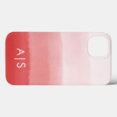 Elegante monogram Initialen vervaagd koraal rood o Case-Mate iPhone Case (Achterkant (horizontaal))