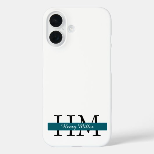 Elegante Monogram iPhone Case | Gepersonaliseerd (Achterkant)
