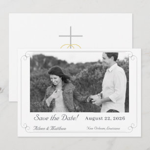 Elegante monogram katholieke bruiloft save the date