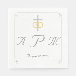 Elegante monogram katholieke bruiloft servet