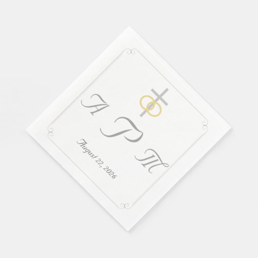 Elegante monogram katholieke bruiloft servet (Hoek)
