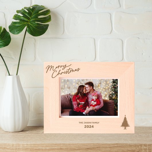 Elegante Monogram Kerstboom Classy Typografie Gegraveerde Lijstjes