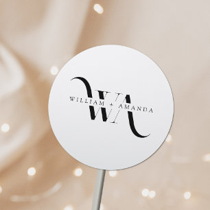 Elegante Monogram Klassieke Trouwtypografie Ronde Sticker
