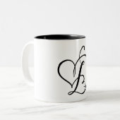 ELEGANTE MONOGRAM KLEUR ZWARTE LETTER "D" TWEEKLEURIGE KOFFIEMOK (Voorkant links)