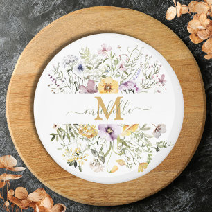 Elegante Monogram Kleurrijke Wilde Bloementuin Blo Magneet