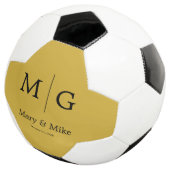Elegante Monogram Koppelnaam Metaalgoud Voetbal (Drie kwart)
