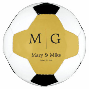 Elegante Monogram Koppelnaam Metaalgoud Voetbal