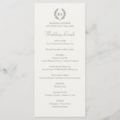 Elegante Monogram Krans Green Cream Wedding Menu (Voorkant)