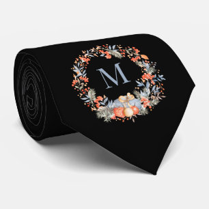 Elegante Monogram Krans Stofblauw Modern Stropdas