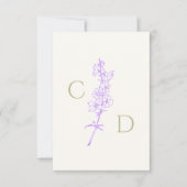 Elegante Monogram Lavendel Ridderspoor Bloemstuk  Bedankkaart (Voorkant)