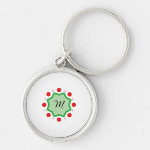 Elegante Monogram Letter M – Groen Embleem met Roo Sleutelhanger