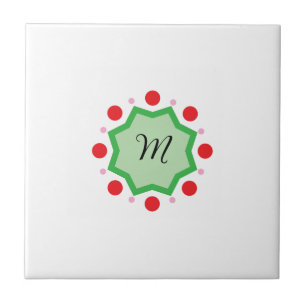 Elegante Monogram Letter M – Groen Embleem met Roo Tegeltje