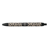 Elegante Monogram Luipaardprint Zwarte Inkt Pen (Voorkant)