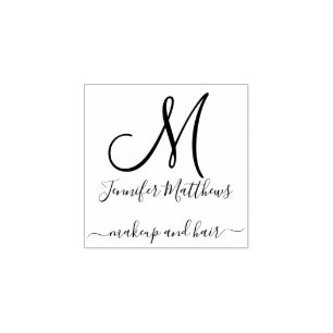 Elegante Monogram Make-up en Haarsalon Rubberstempel