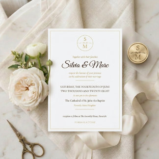 Elegante Monogram Minimale Trouwuitnodiging Kaart
