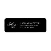 Elegante Monogram Minimale Zwart-wit bruiloft Etiket (Voorkant)