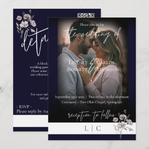 Elegante monogram minimalistische donkere marine k kaart