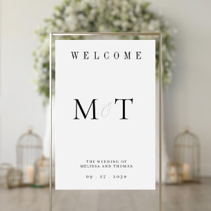 Elegante Monogram Minimalistische Huwelijk Welkom Acryl Bord