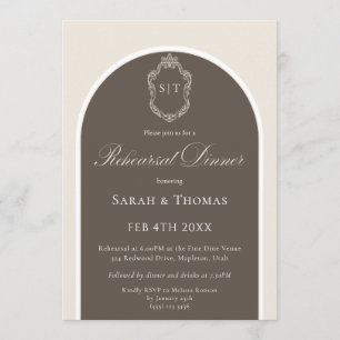 Elegante Monogram Mocha Trouwrepetie Diner In Kaart