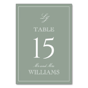 Elegante Monogram Modern Script Sage Green Wedding Kaart