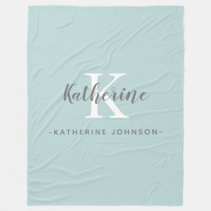 Elegante Monogram Naam Blue Fleece Deken