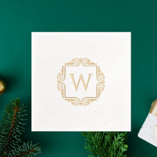 Elegante Monogram Naam Initiaal Art Deco Lijst Folie Servetten