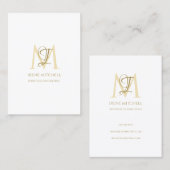 Elegante Monogram Naam Wit Goud Visitekaartje (Voorkant / Achterkant)