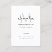 Elegante Monogram Naam Zwart-Wit Visitekaartje (Achterkant)