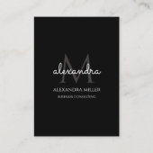 Elegante Monogram Naam Zwart-Wit Visitekaartje (Voorkant)