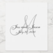 Elegante Monogram namen Dank u bruiloft Wijn Etiket (Enkel label)