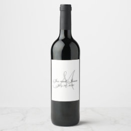 Elegante Monogram namen Dank u bruiloft Wijn Etiket