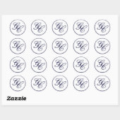 Elegante Monogram Navy en Witte Bruiloft Sticker (Vel)