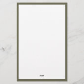 Elegante Monogram Olivegroene Rand Briefpapier (Achterkant)