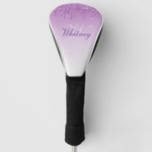 elegante monogram paarse glitter golfheadcover