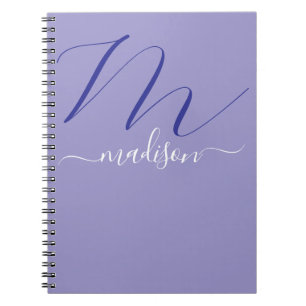 Elegante Monogram Paarse Script Kantoor School Notitieboek