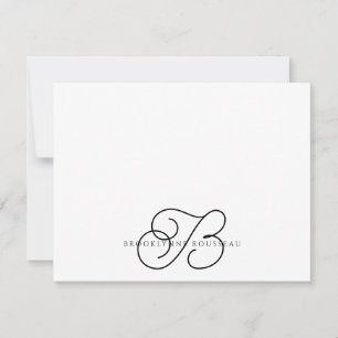 Elegante Monogram Platte Nota Kaart Notitiekaartje