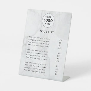 Elegante Monogram prijslijst tafelblad borden Reclamebord Met Voetstuk