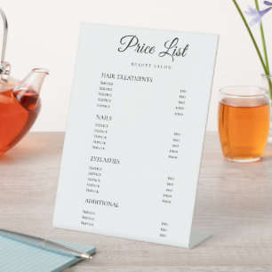 Elegante Monogram prijslijst tafelblad borden Reclamebord Met Voetstuk